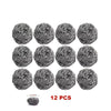 Twelve round stainless steel scrubber pads for heavy-duty cleaning