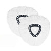 White microfiber spin mop refill head with black accents