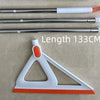 A long silicone cleaning tool with a handle and a flat cleaning surface is shown next to a triangular cleaning wedge.