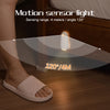 A motion sensor light is shown illuminating a bathroom area, demonstrating a sensing range of 4 meters and an angle of 120 de