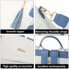Close-up shots showing features of a women's anti-theft PU leather travel backpack including a smooth zipper, removable shoul