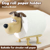 A dog-shaped paper holder made of white material with brown ears and features a creative bracket design.