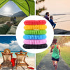 A stack of ten natural mosquito repellent bracelets in various colors, including red, yellow, green, blue, pink, and black.