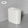 A white odor-sealing trash can with a press lid, shown in a side view against a gray background.