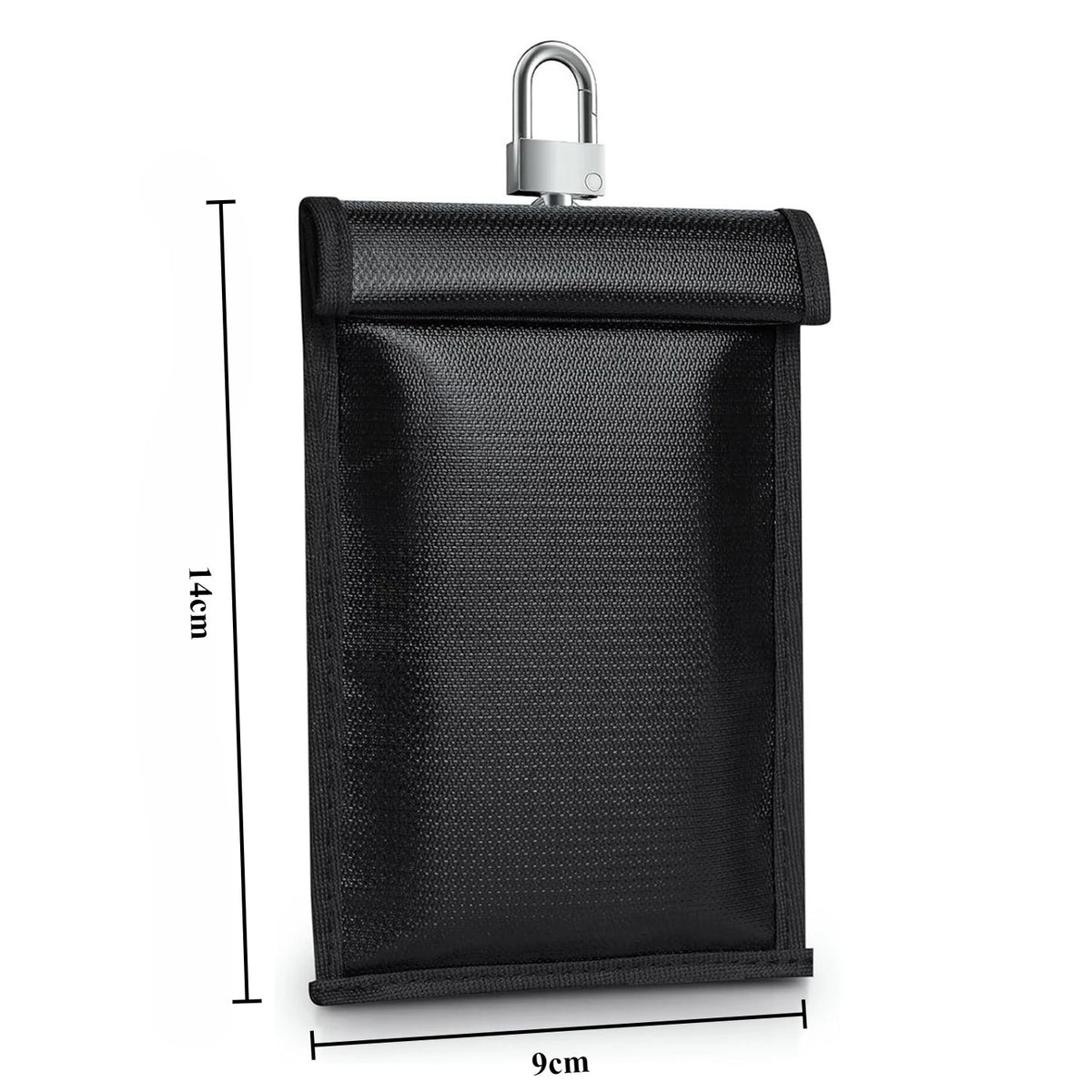 Black Faraday shield key bag with a padlock for anti-theft protection