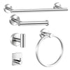 Heavy duty stainless steel towel rack featuring a horizontal bar and a circular ring hook.