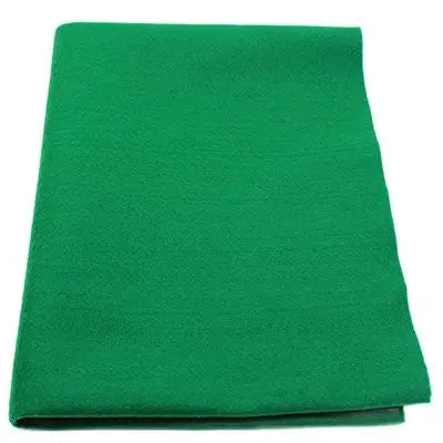 A rectangular piece of solid green felt fabric for crafting and sewing.