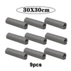 Nine rolls of gray thickened microfiber cleaning cloths, each measuring 30x30cm.