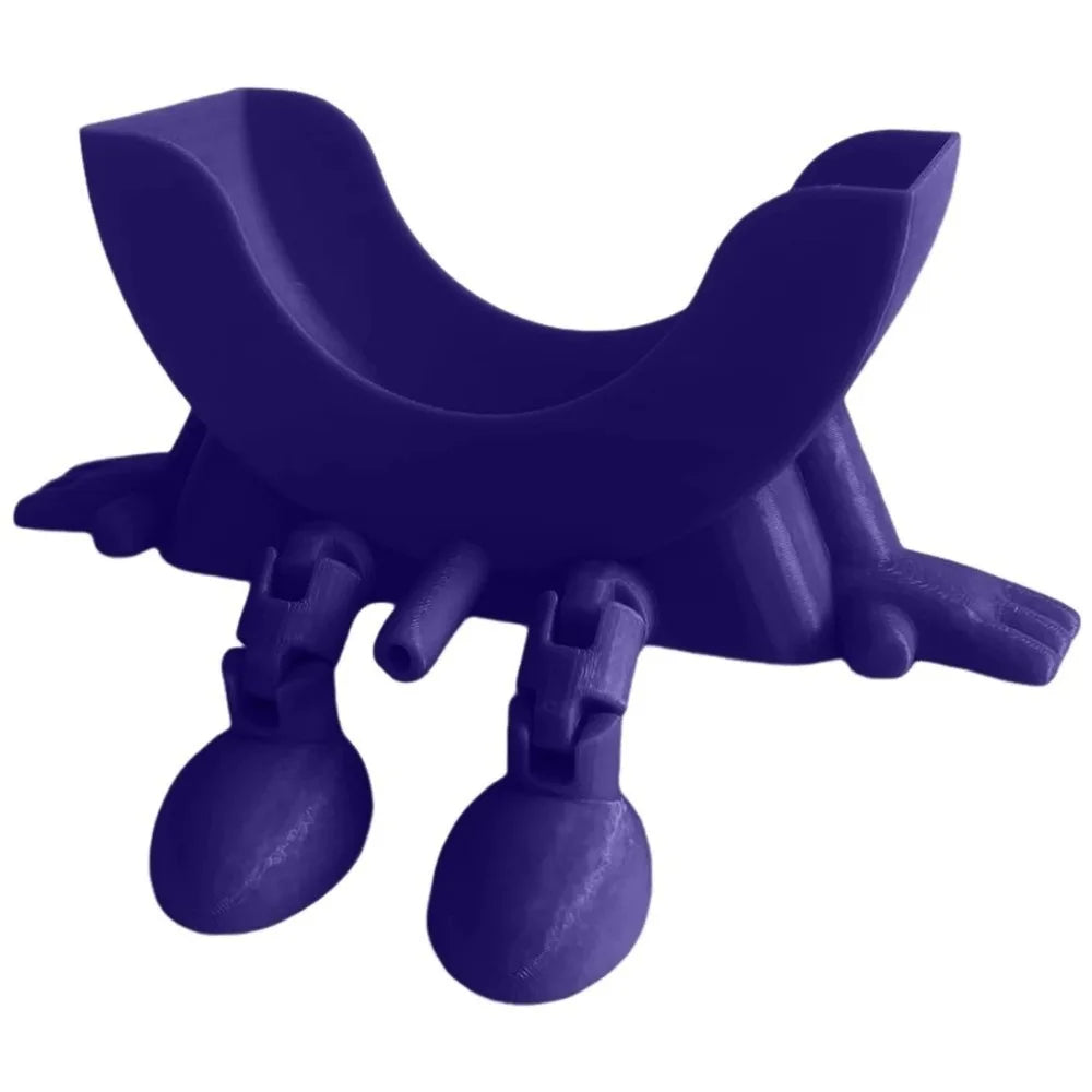 A purple multi-use sponge holder designed for kitchen drainage.