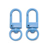 A pair of light blue alloy snap lobster clasp hooks for jewelry making
