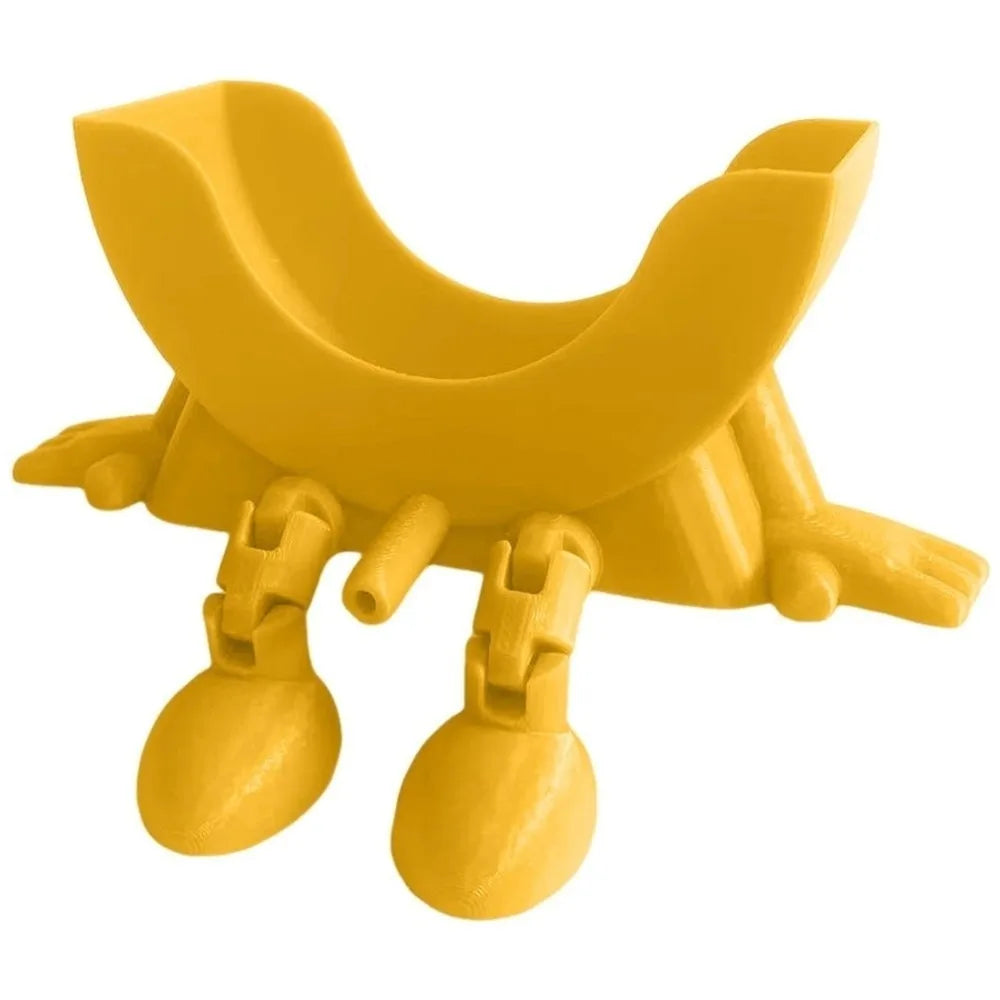 A yellow multi-use sponge holder designed to catch kitchen drainage.