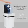 A white automatic touchless sensor trash can with an open cover showing a detection area.