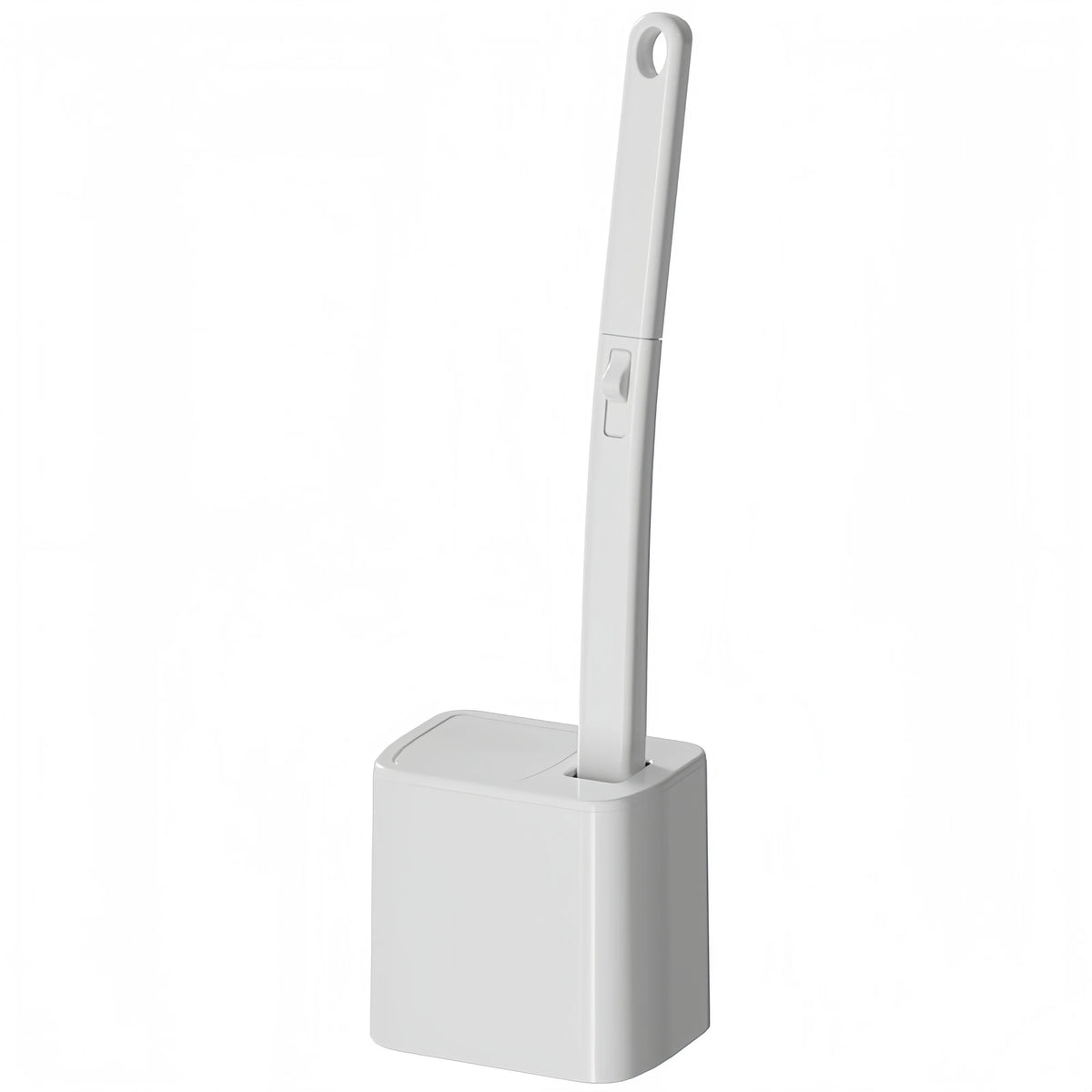 A white heavy-duty disposable toilet brush kit with a long handle and base.