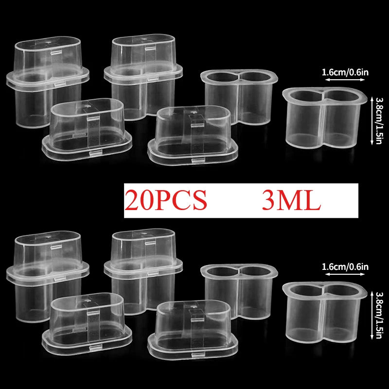 Clear plastic peptide storage cases in various sizes and configurations for portable peptide storage.