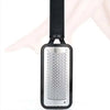A black professional foot file and callus remover tool with a silver textured surface.