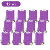 A set of twelve purple disappearing toilet brushes with long handles.
