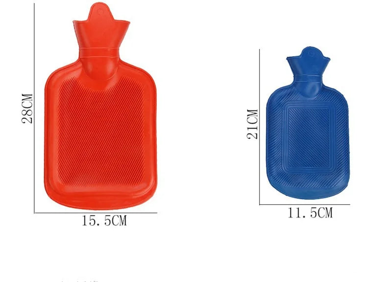 Bolsa aislante naranja para manos y pies, vista superior con dimensiones.
