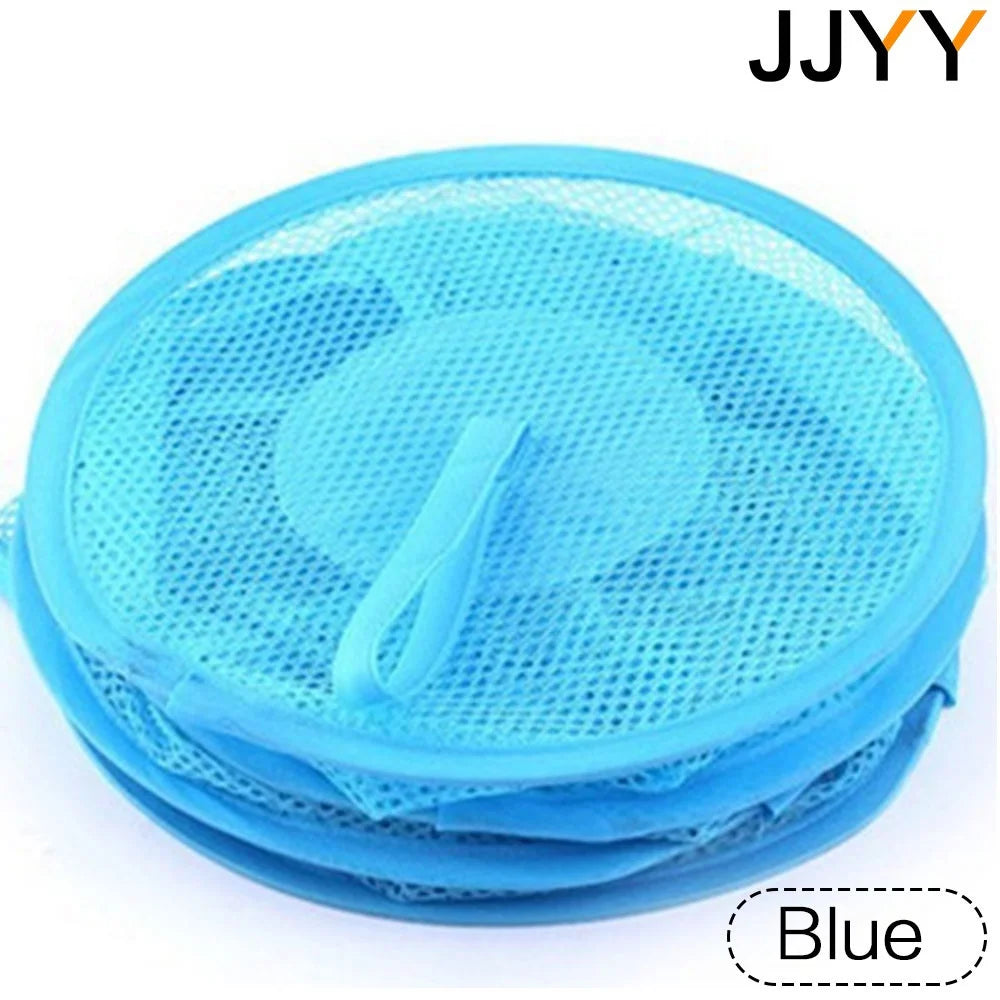 A stack of blue multi-layer mesh hanging storage organizers.