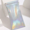 A rectangular PU leather squeeze eyeglasses case with a iridescent, holographic finish.