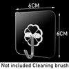 A clear silicone crevice cleaning brush is shown with dimensions marked, measuring 6cm in length and width.