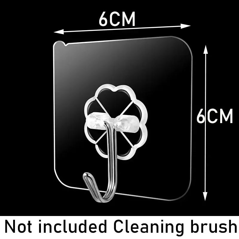 A clear silicone crevice cleaning brush is shown with dimensions marked, measuring 6cm in length and width.
