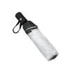 Black automatic transparent folding umbrella with a clear canopy.