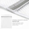 Close-up view of a white ripstop mesh laundry bag with a silver zipper, showing the exquisite curling texture.