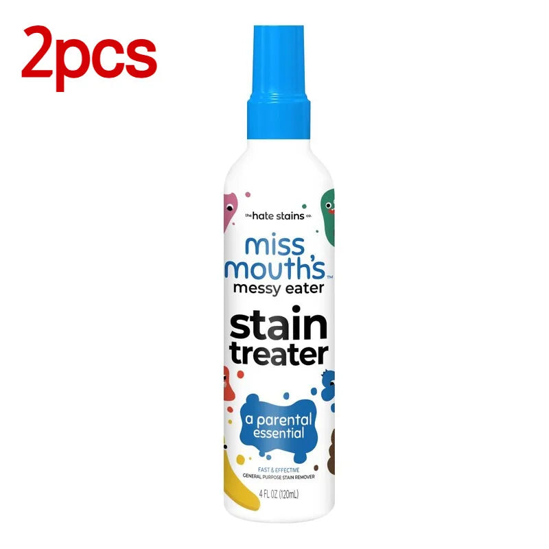Two spray bottles of miss mouth's messy eater stain treater product