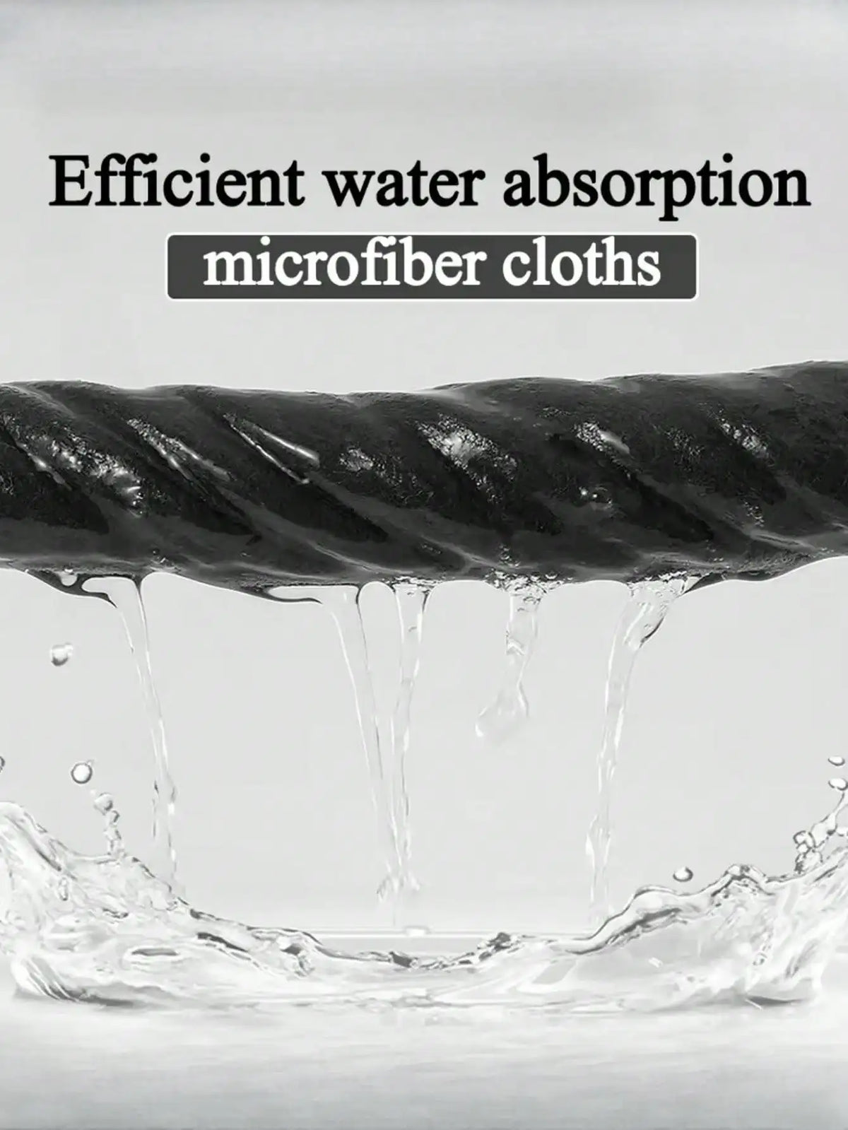 Close-up of water dripping from a dark microfiber cloth into a pool of water.
