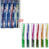 Un juego de seis cepillos de dientes de cerdas duras premium en varios colores y diseños.