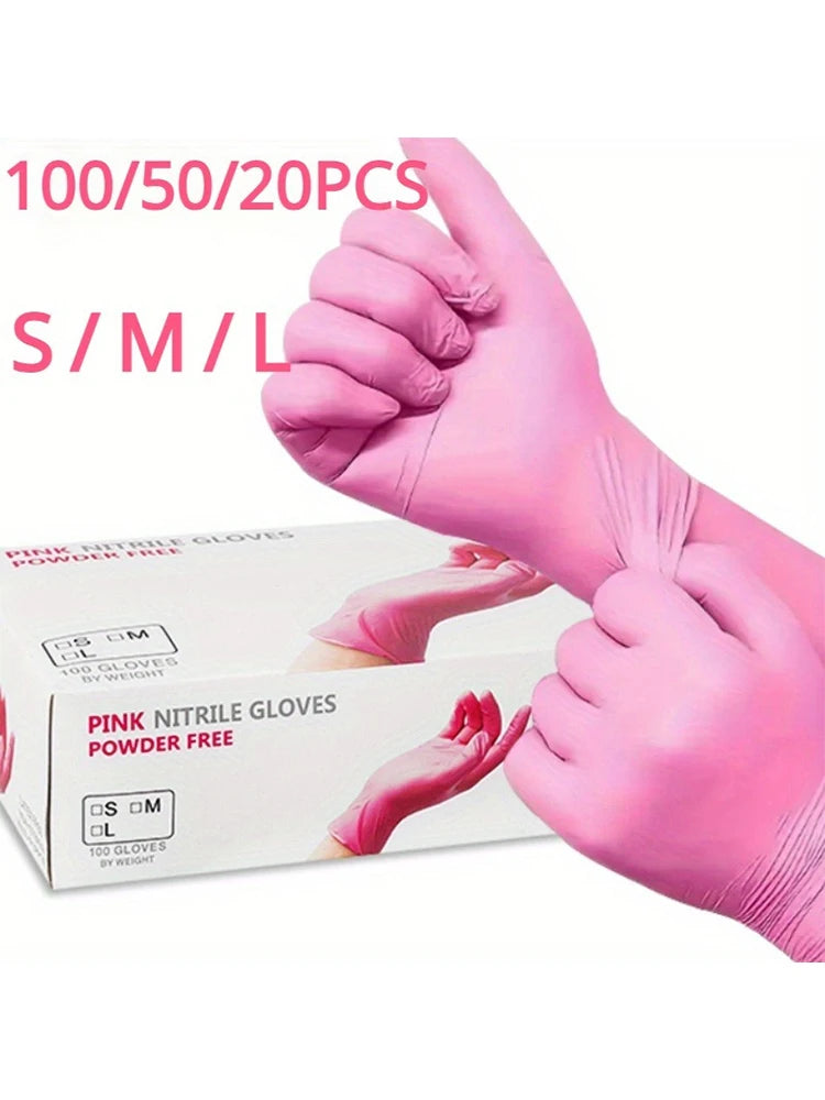 Durable Pink Nitrile Cleaning Gloves