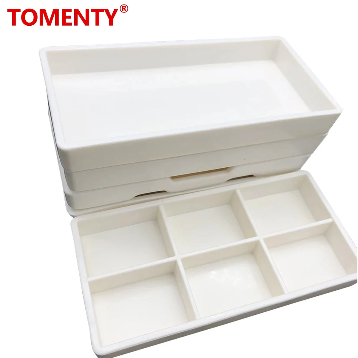 White dental autoclavable cabinet tray organizer with multiple compartments