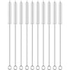 A set of stainless steel straws with cleaning brushes.