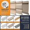 A set of heavy duty vinyl siding hooks in various colors and finishes shown alongside examples of incompatible materials.