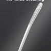 A white, space-saving wall-mounted toilet brush with an ergonomic long handle and a dense brush head.