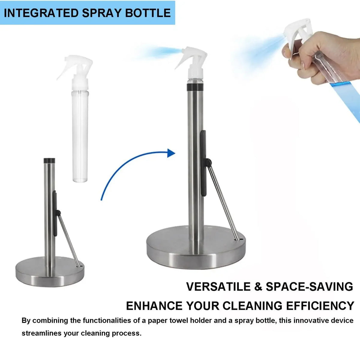 Edelstahl-Sprühflasche und Papierhandtuchhalter für die Reinigung