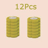 A set of twelve reusable yellow toilet cleaning brushes with silver heads.