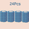 A set of 24 reusable blue foam toilet cleaning brushes stacked in a row.