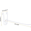 White heavy-duty mesh grid display hooks shown with dimensions 3.5 cm/0.7 inches and a length of 20 cm/8 inches.