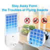 A white adhesive mosquito killer lamp with a blue light is shown next to various flying insects.