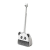 A white toddler mini broom and dustpan set with a handle shaped like a panda face