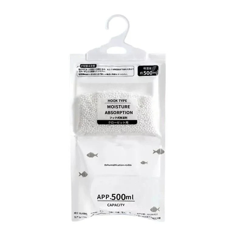 Sac en plastique transparent de sachets d'absorption d'humidité pour vêtements et rangement, étiqueté avec une capacité de 50