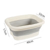 A rectangular, two-tiered portable foot bath tub with a white rim and gray interior, measuring 40cm long and 32cm wide.