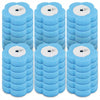 A set of blue silicone toilet brushes with long handles for cleaning.