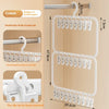 A beige wall-mounted multi-clip drying rack with double layers for storing and drying laundry or accessories.