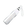Automatic transparent folding umbrella with a clear plastic shaft and a white handle.