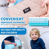 Disposable oversized toilet seat covers for training shown in various sizes and packaging options