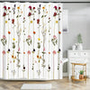 Rideau de douche floral élégant avec diverses fleurs sauvages colorées sur fond blanc