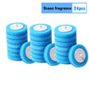 A set of 24 blue foam toilet brush cleaning heads for wall-mounted use.