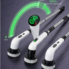 A white cordless electric spin scrubber with a green power indicator showing 90 minutes of rapid operation.